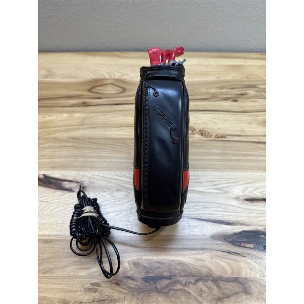 Vtg Golf Bag Telephone Landline Golf Ball Push Button Black Red Desk Collector